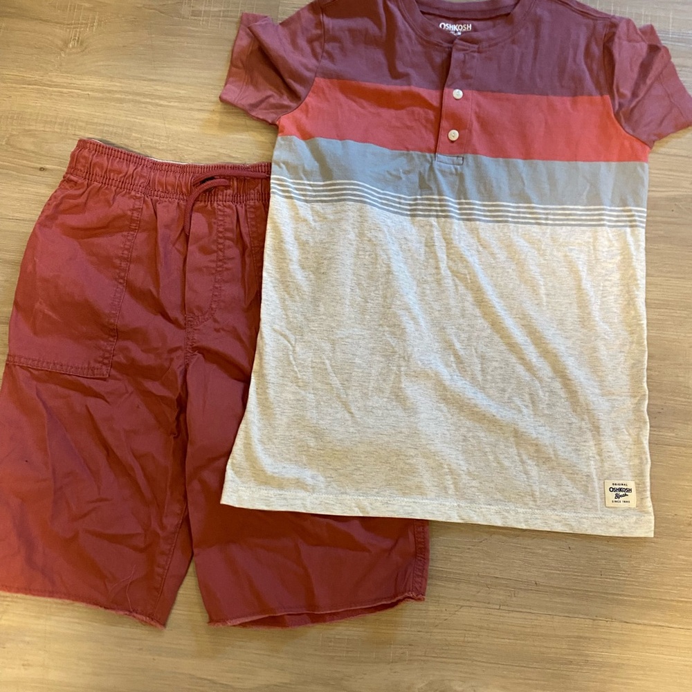 OshKosh B'gosh Kids Red and Gray Button Down Shirt